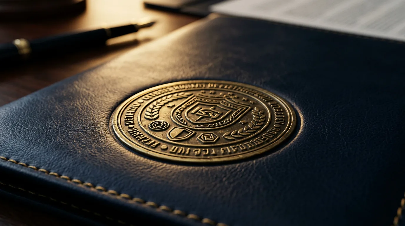 Premium certification and compliance documentation aesthetic