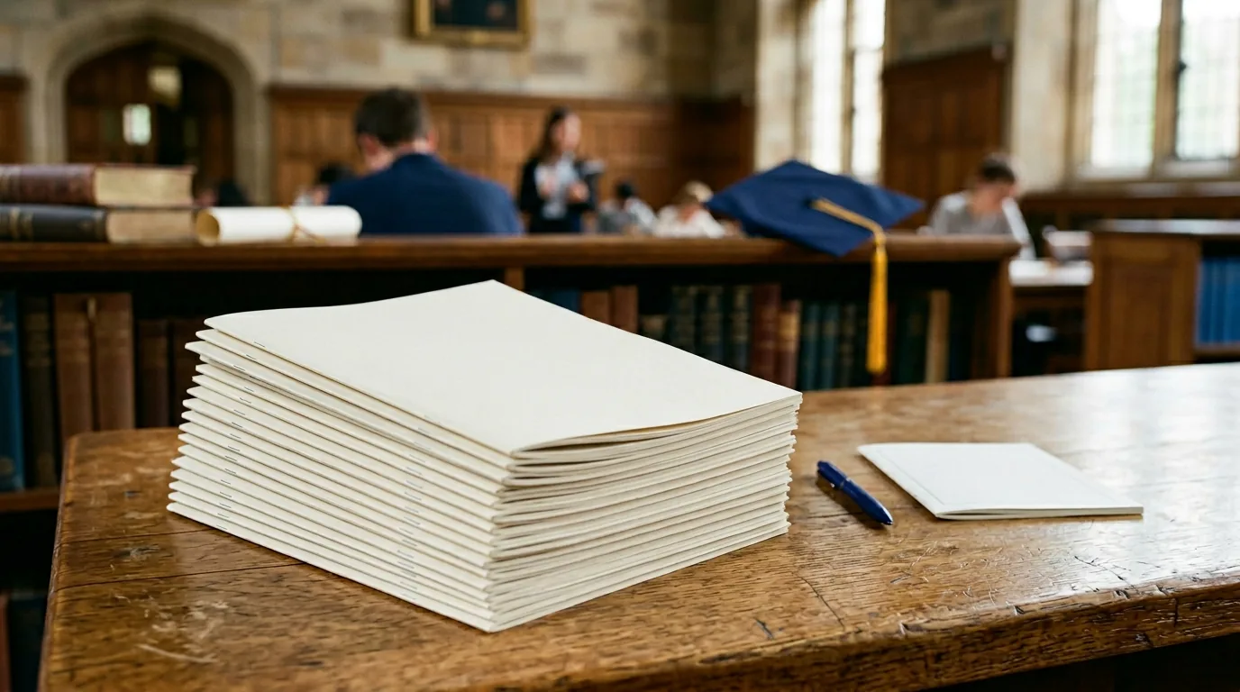 Examination and higher-education printing context with official booklets