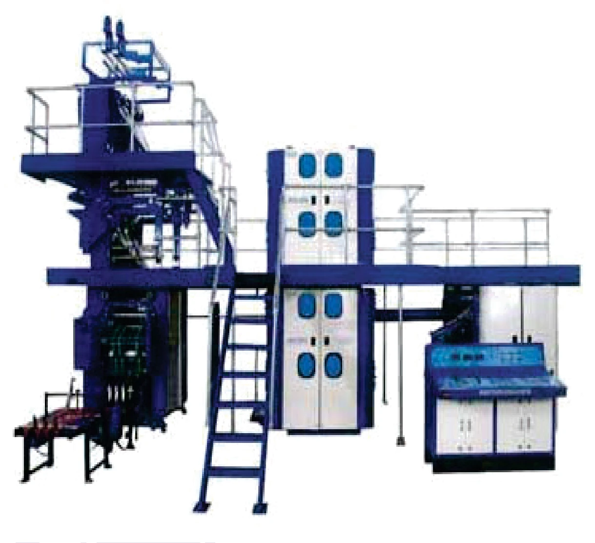 Orient Super web offset press towers with operator stairs and control console