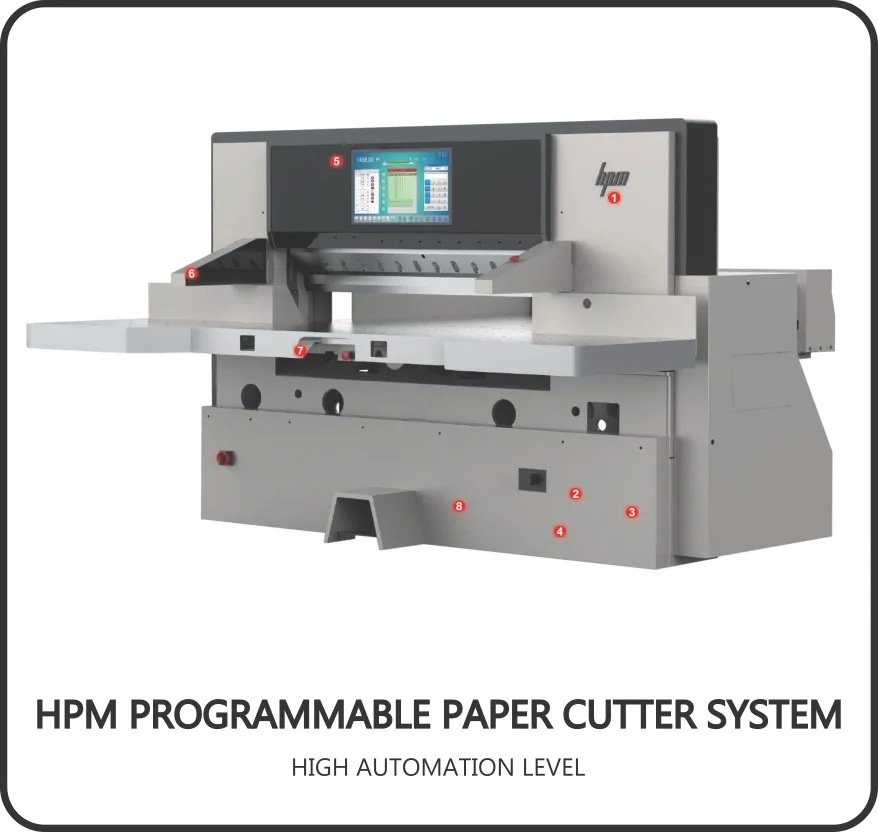 HPM programmable paper cutter system with touchscreen control and high automation