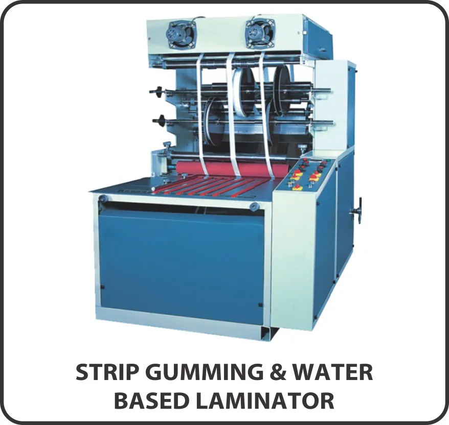 Strip gumming and water-based laminating machine with reel stands