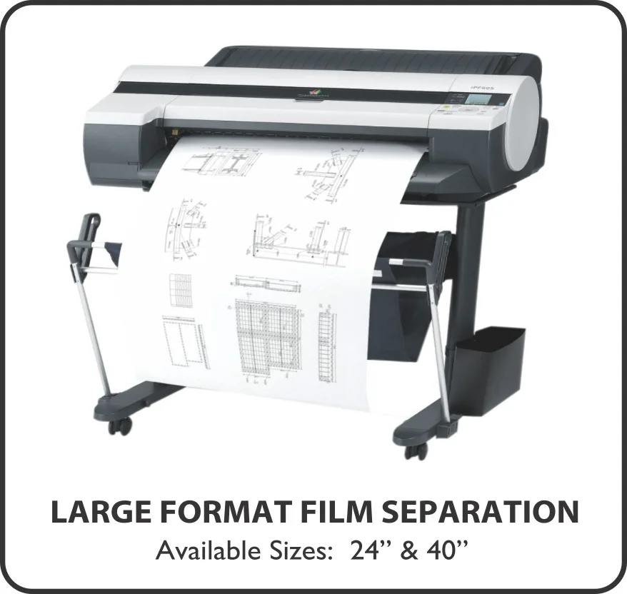 Large-format film separation plotter producing 24-inch and 40-inch separations