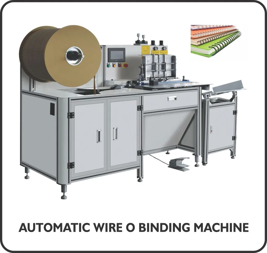 Automatic Wire-O binding machine with wire spool and touchscreen control