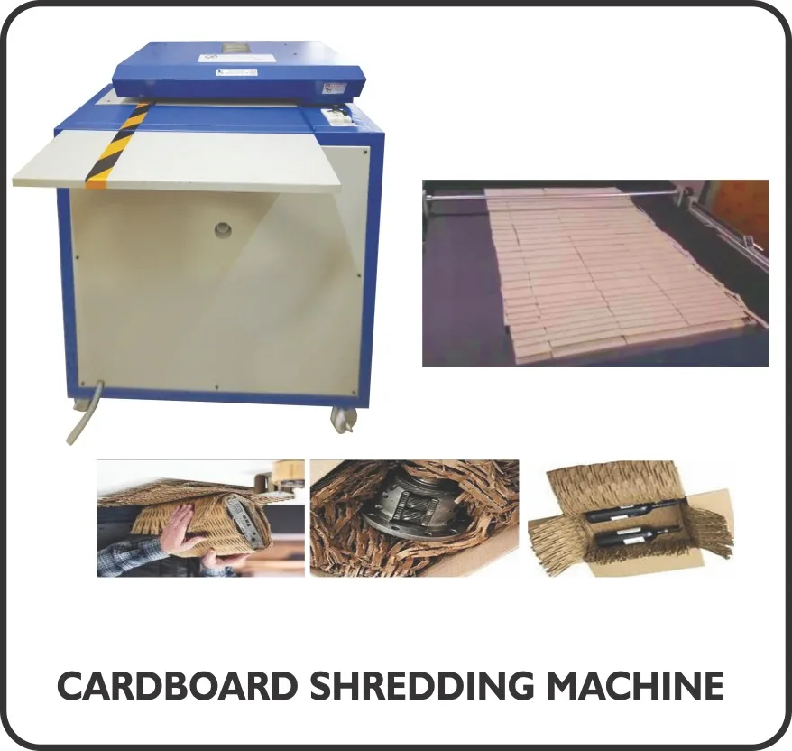 Cardboard shredding machine producing cushioning mesh from waste board