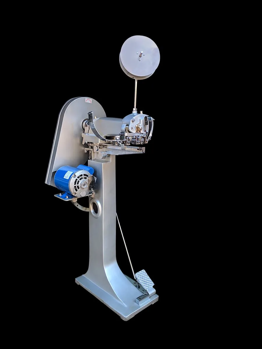 Single-head wire stitching machine with motor drive and foot pedal